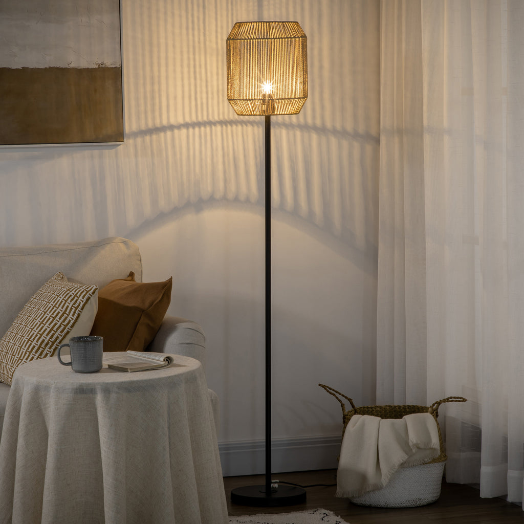Lampadaire Abat-Jour Corde de Papier — Naturel