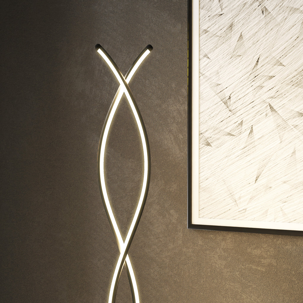 Lampadaire Double Spirale 3 Niveaux — Noir
