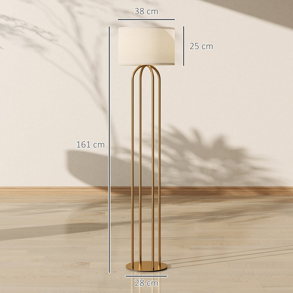 Lampadaire Abat-Jour Lin — Doré & Beige