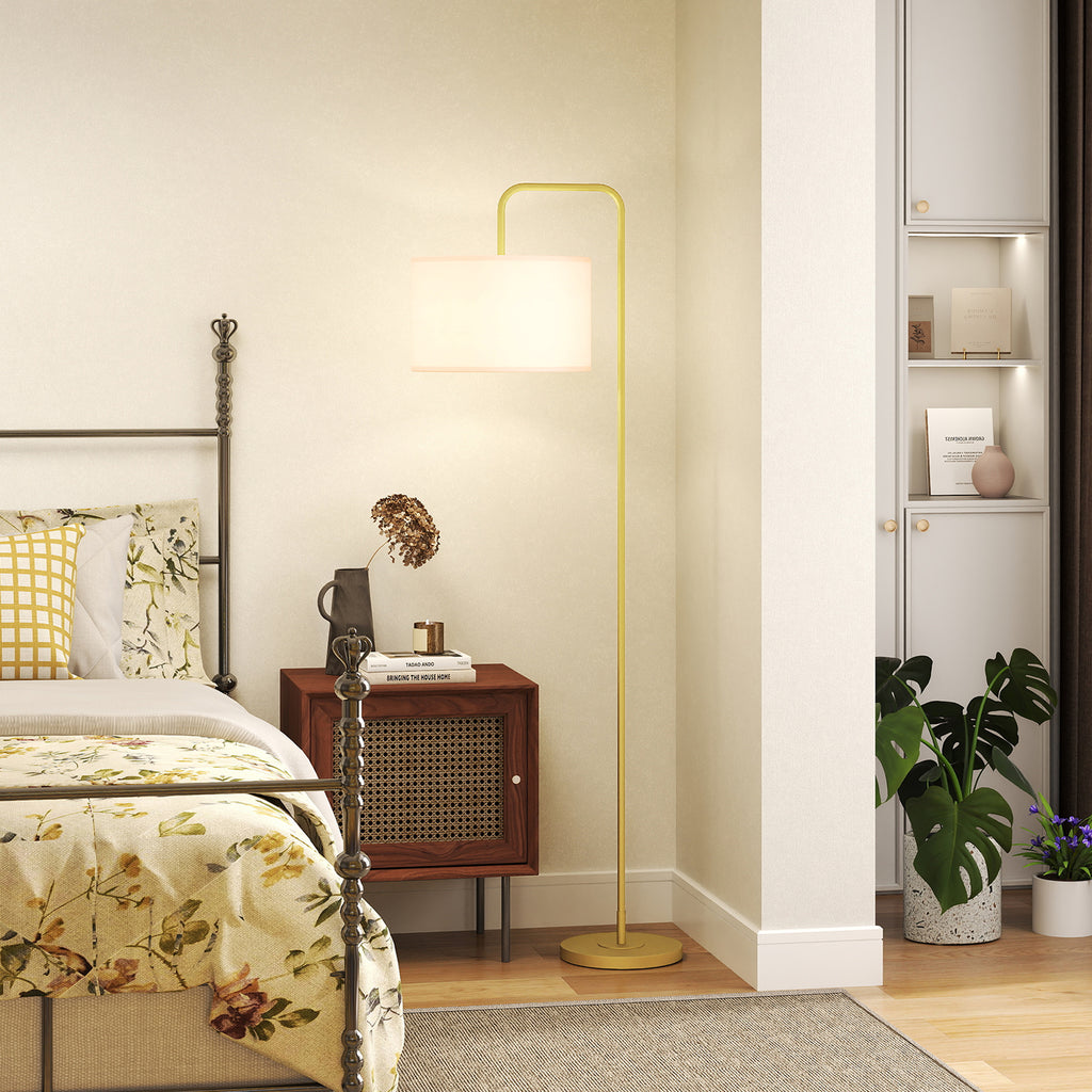 Lampadaire Moderne Aspect Lin — Doré & Blanc