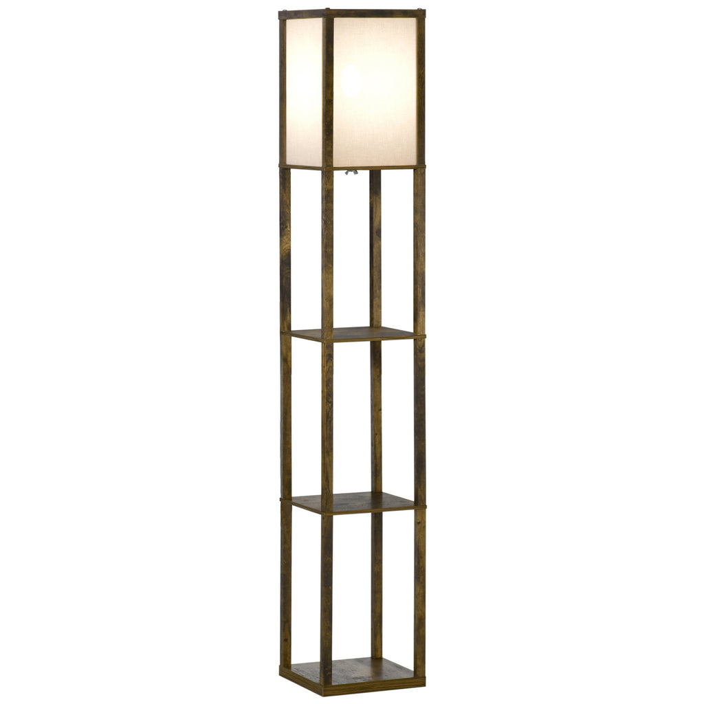 Lampadaire à Étagères — Blanc & Marron
