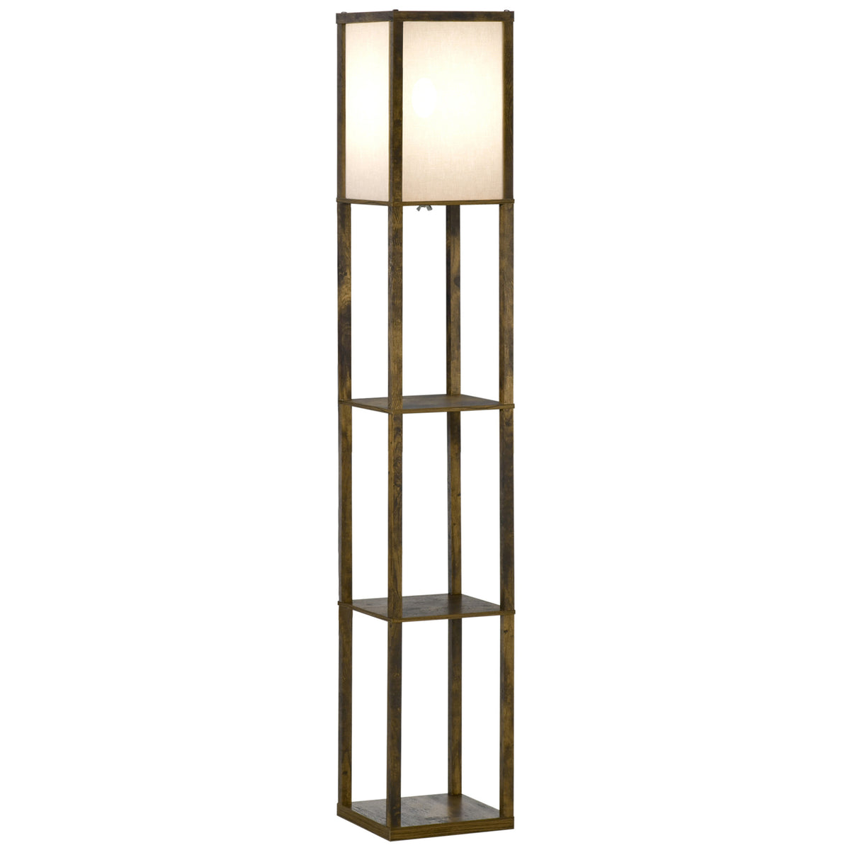 Lampadaire à Étagères — Blanc & Marron