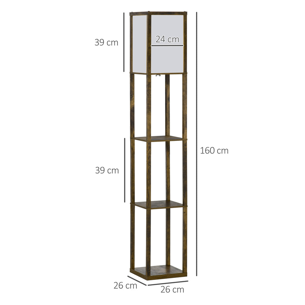 Lampadaire à Étagères — Blanc & Marron