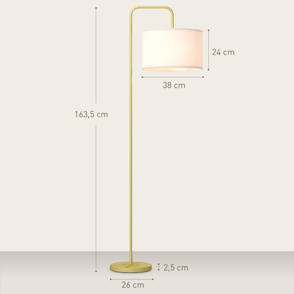 Lampadaire Moderne Aspect Lin — Doré & Blanc
