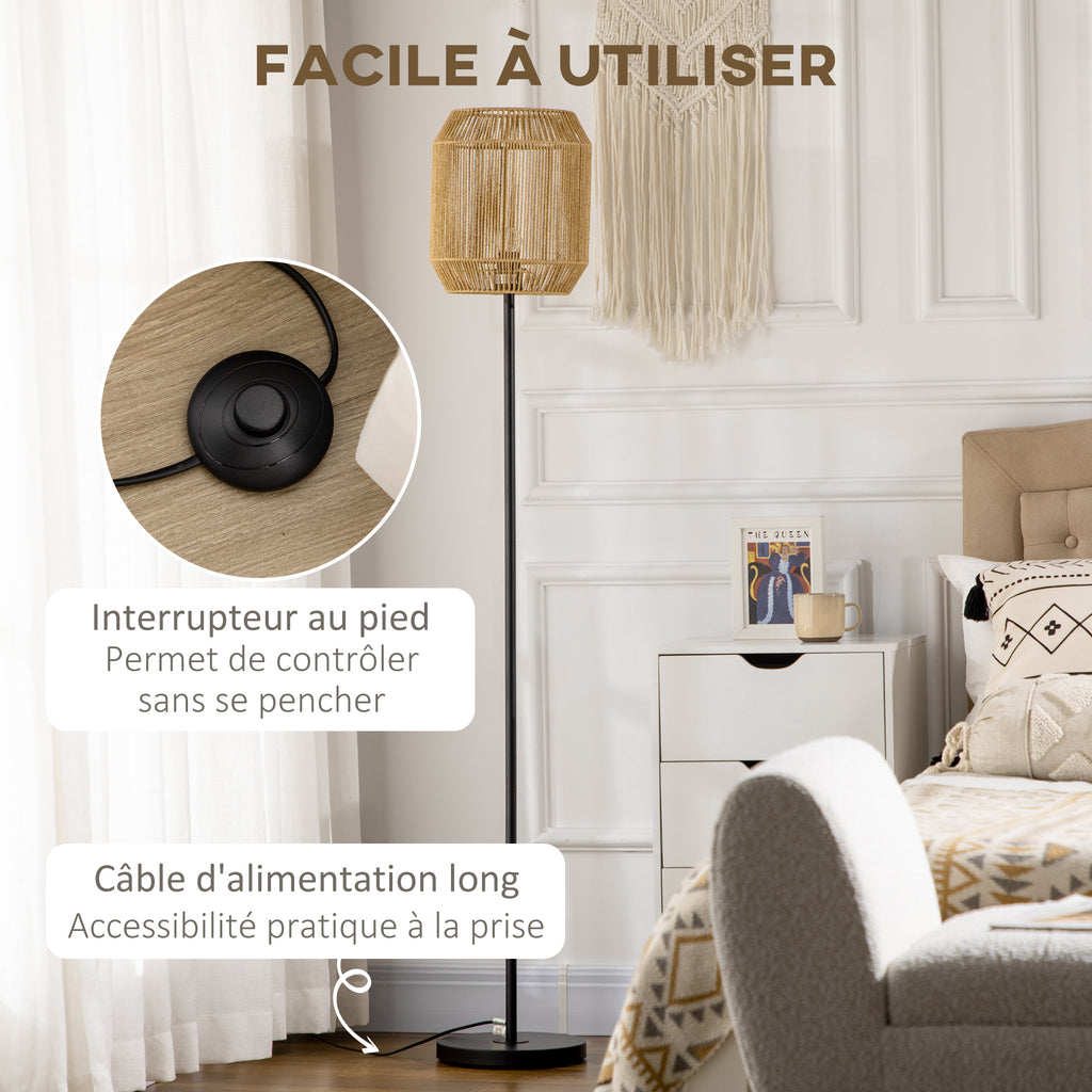 Lampadaire Abat-Jour Corde de Papier — Naturel