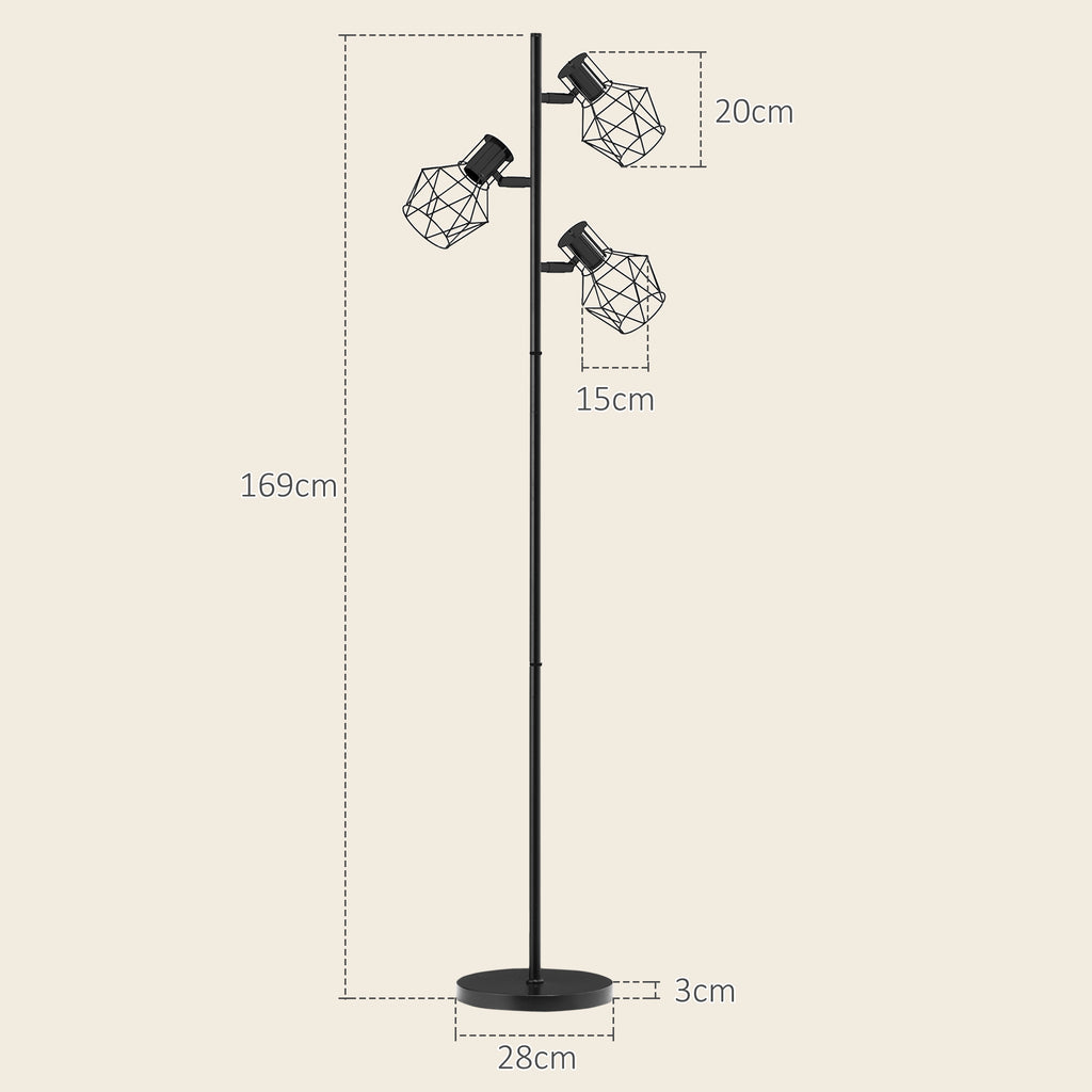 Lampadaire 3 Lumières — Noir