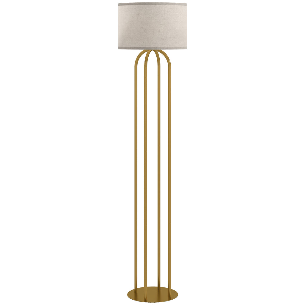 Lampadaire Abat-Jour Lin — Doré & Beige
