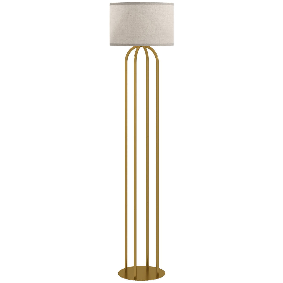 Lampadaire Abat-Jour Lin — Doré & Beige