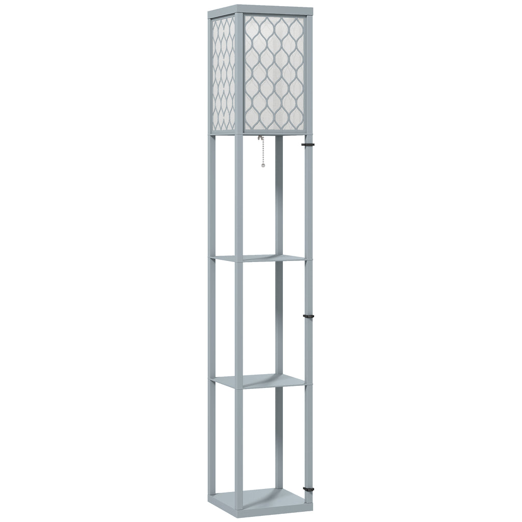 Lampadaire à Étagères 3 Niveaux — Gris & Blanc