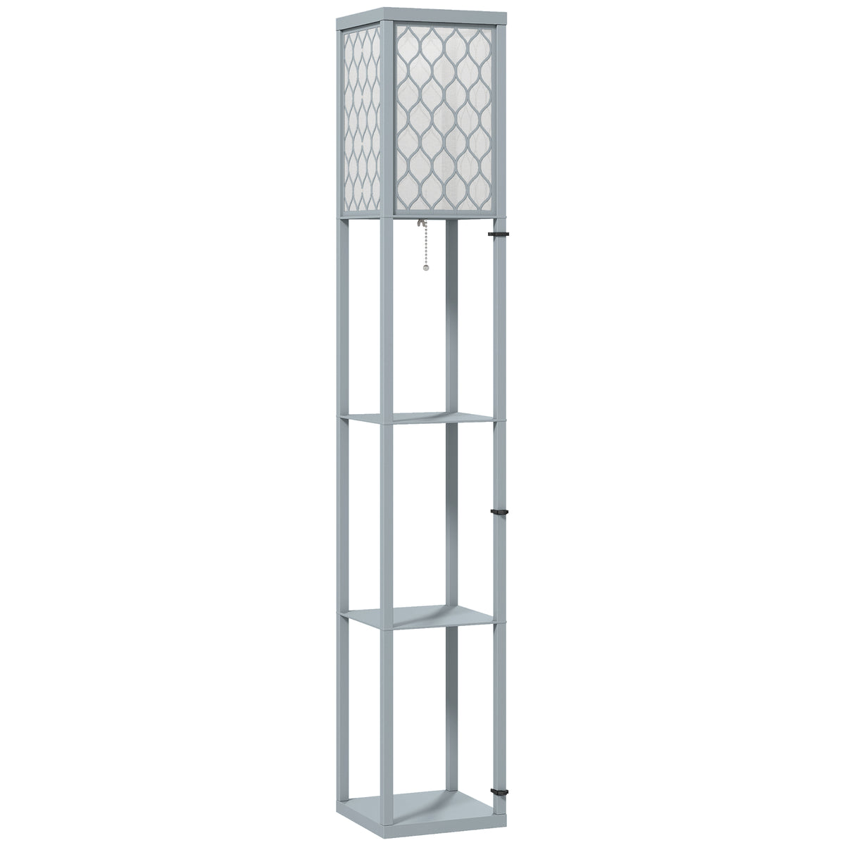 Lampadaire à Étagères 3 Niveaux — Gris & Blanc