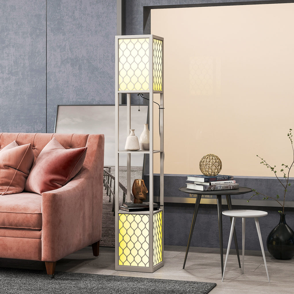Lampadaire à Étagères Nid d'Abeille — Gris