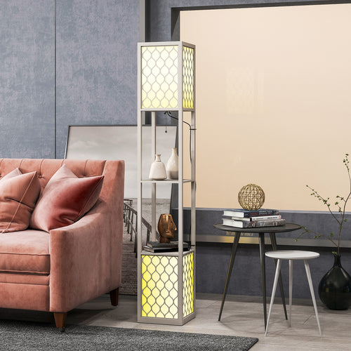 Lampadaire à Étagères Nid d'Abeille — Gris