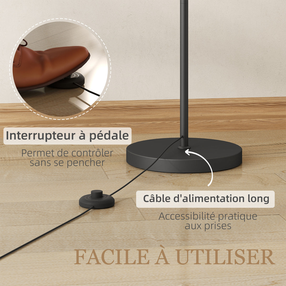 Lampadaire Dimmable 2 Températures — Noir