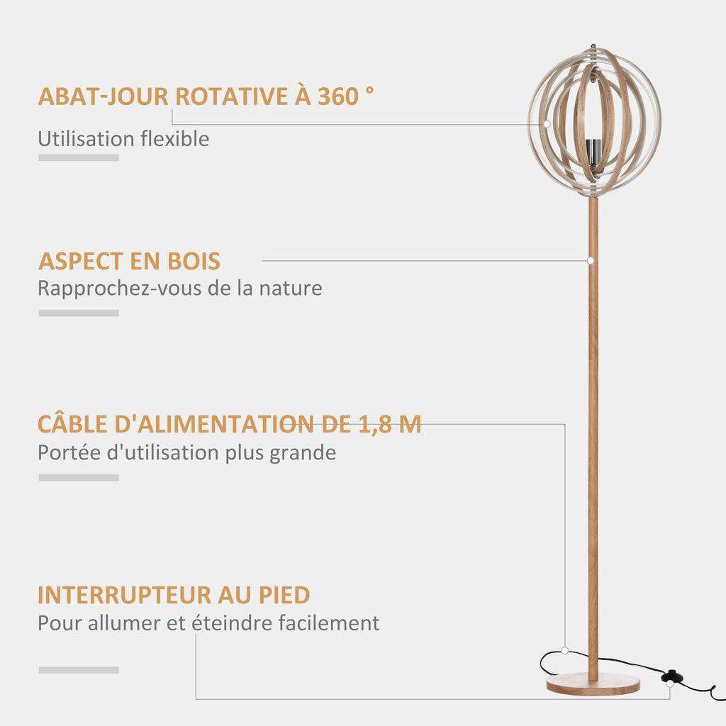 Lampadaire Circulaire — Bois Naturel Clair