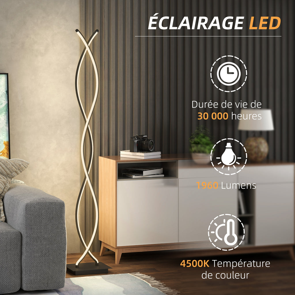 Lampadaire Double Spirale 3 Niveaux — Noir