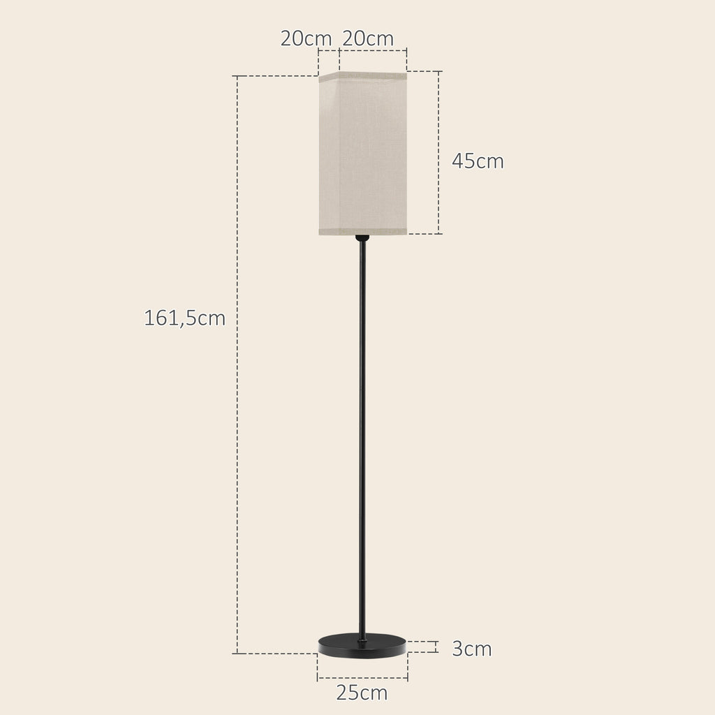 Lampadaire Abat-Jour Effet Lin — Noir