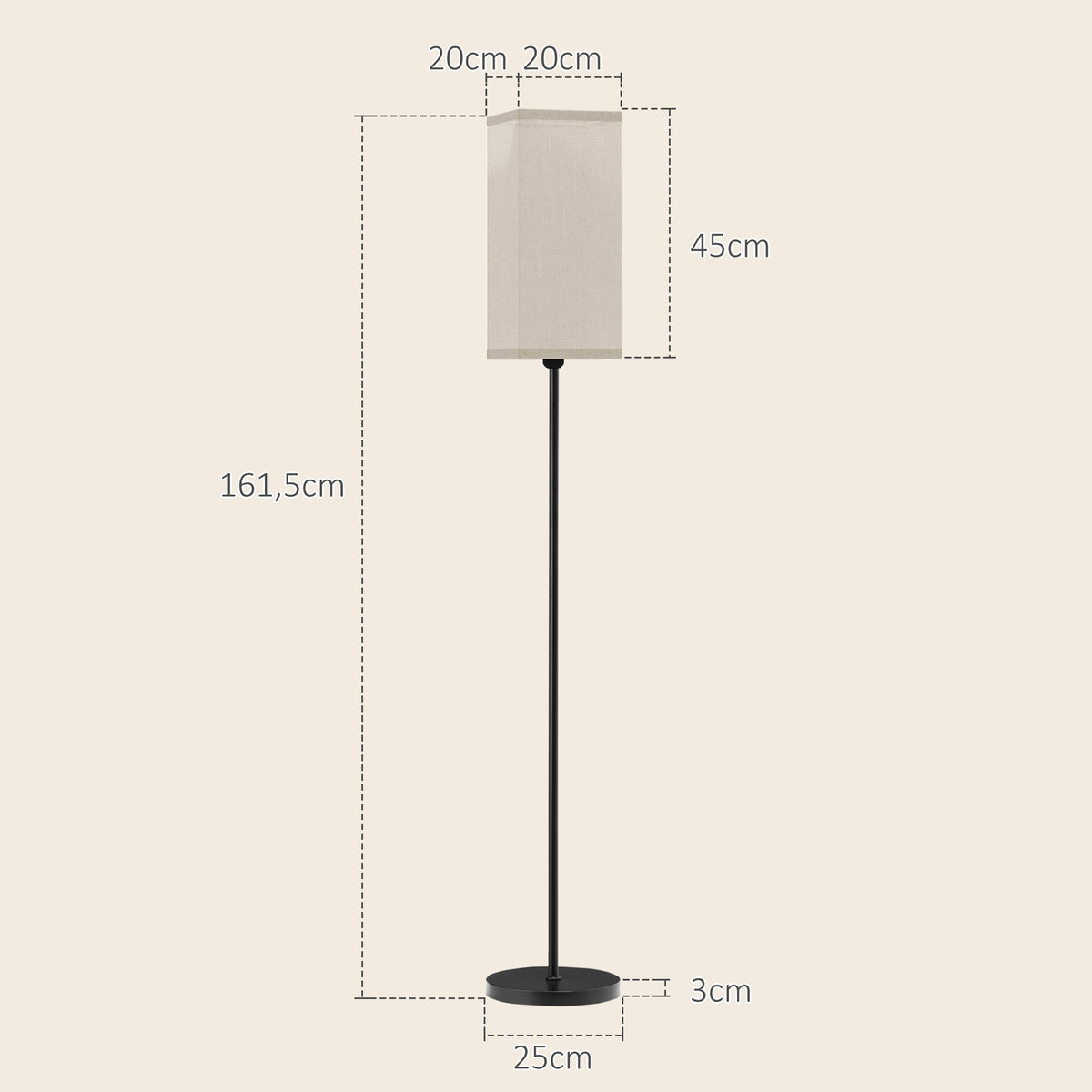 Lampadaire Abat-Jour Effet Lin — Noir