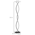Lampadaire Double Spirale 3 Niveaux — Noir