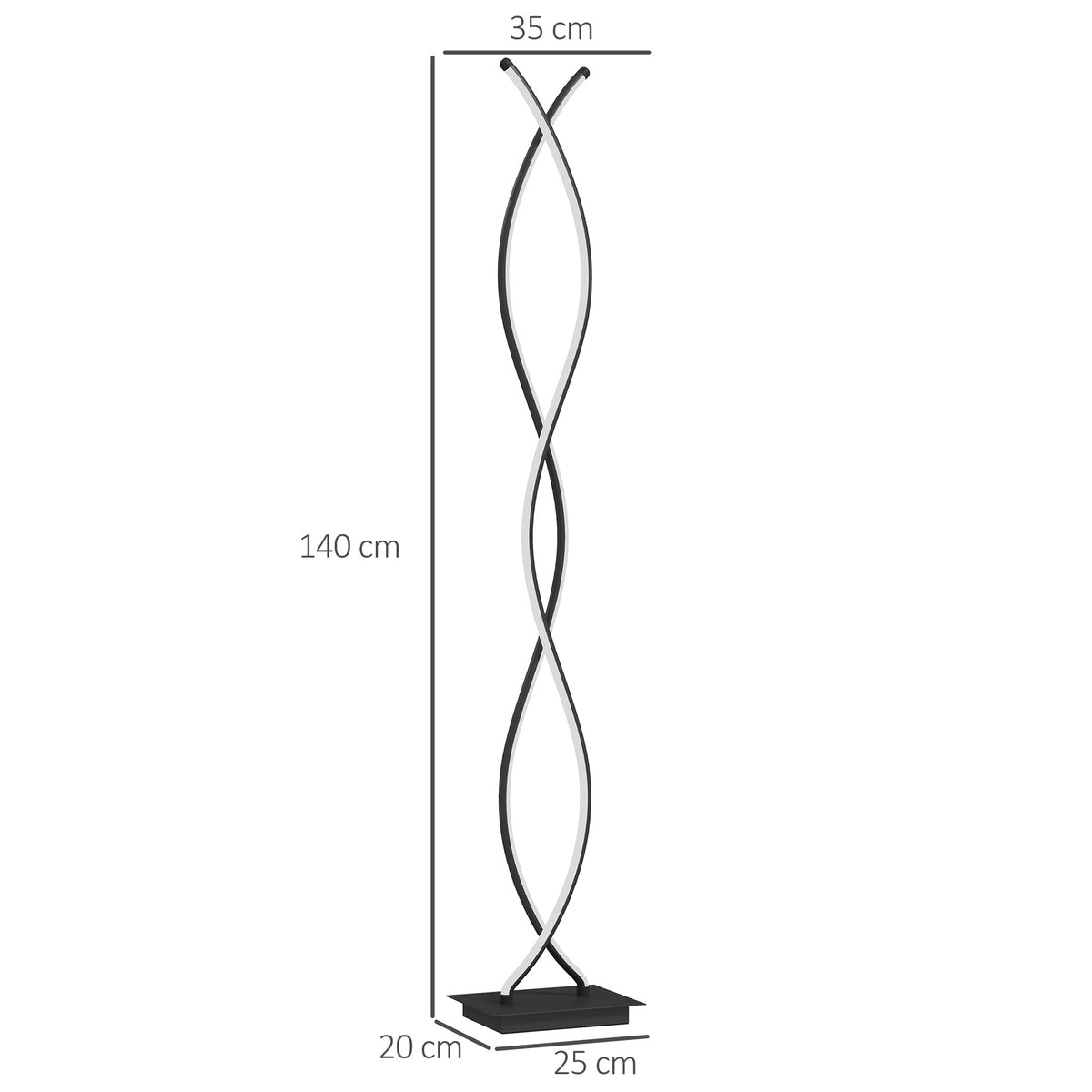 Lampadaire Double Spirale 3 Niveaux — Noir