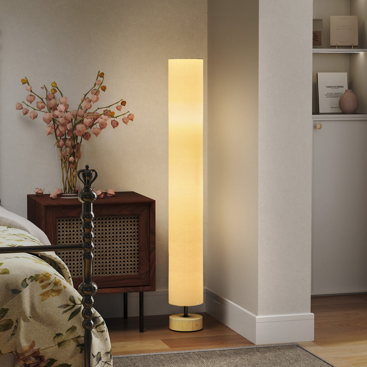 Lampadaire Abat-Jour Lin — Beige