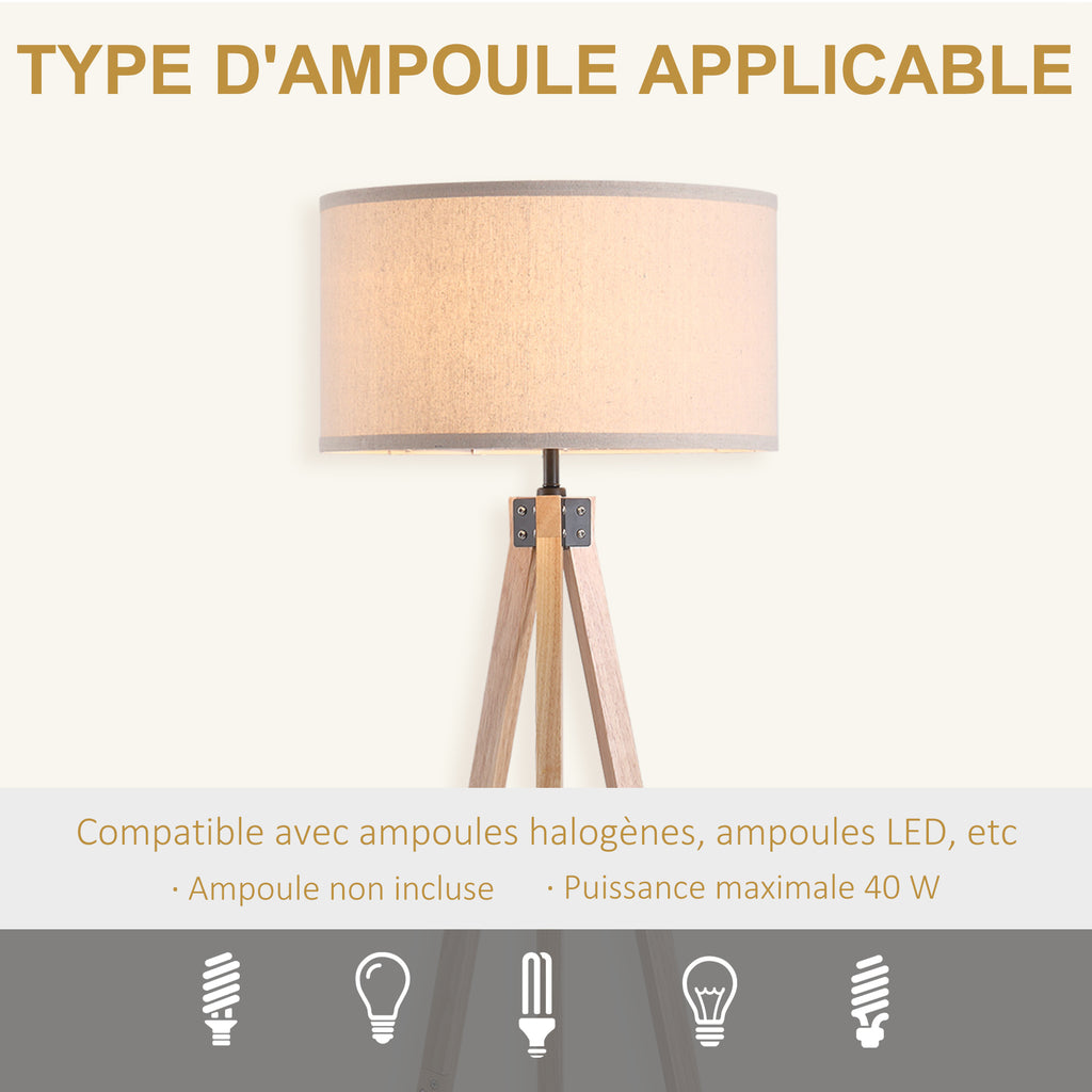 Lampadaire Trépied Scandinave — Bois & Lin