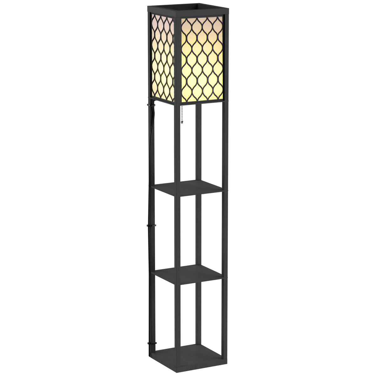 Lampadaire Colonne à Étagères Nid d'Abeille — Noir