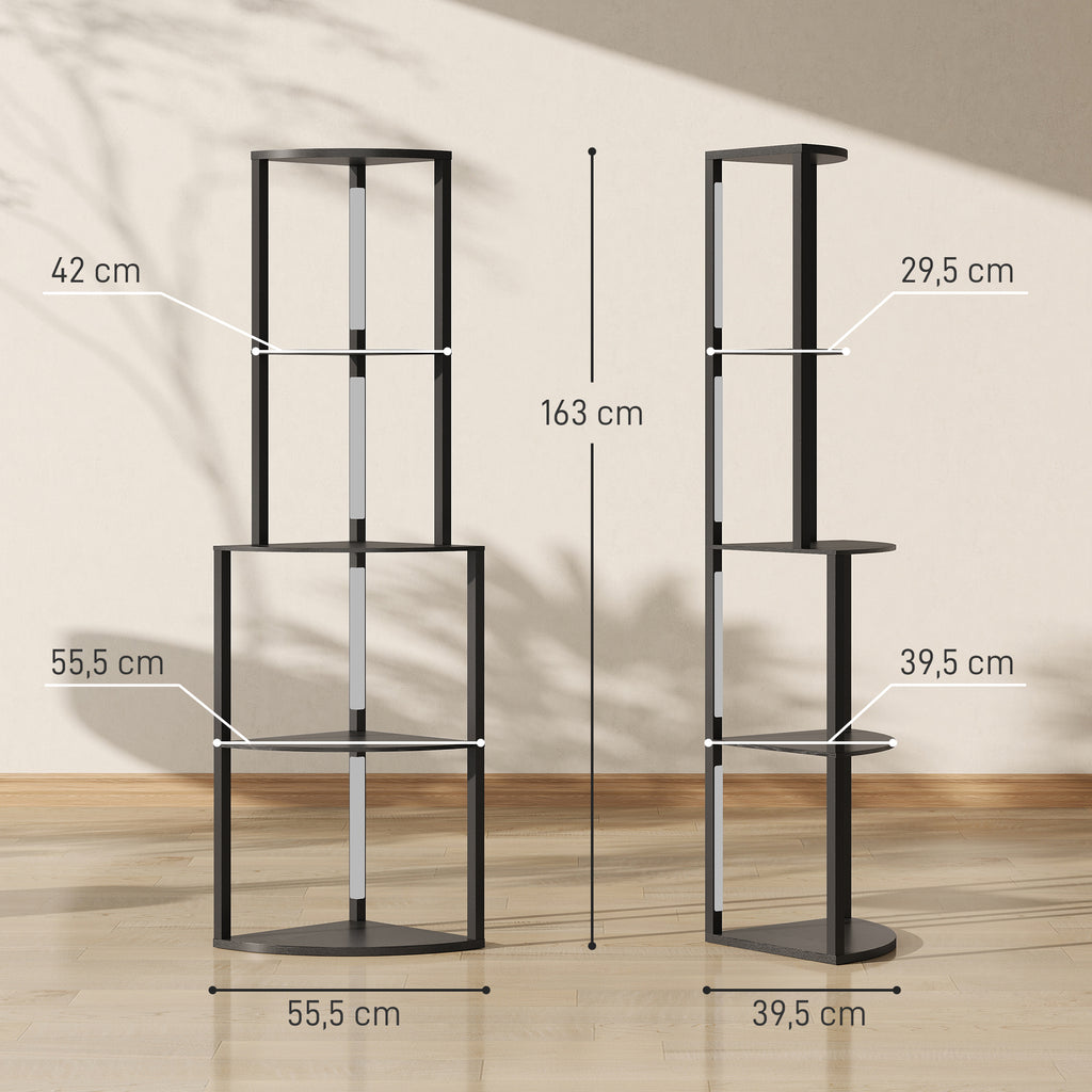 Lampadaire d'Angle à Étagères — Noir