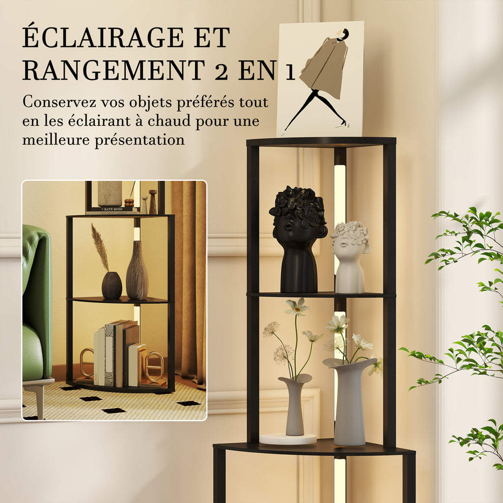 Lampadaire d'Angle à Étagères — Noir