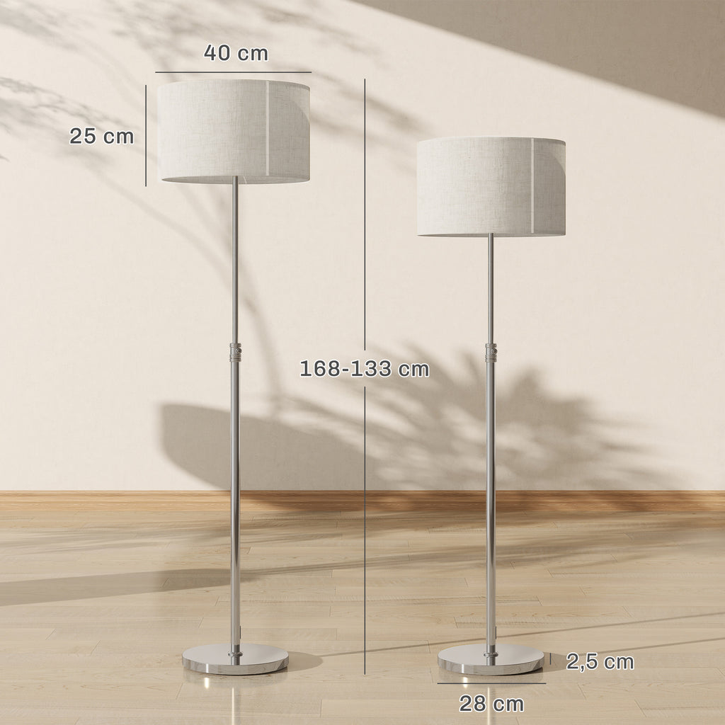 Lampadaire Liseuse Dimmable Abat-Jour Lin — Argent