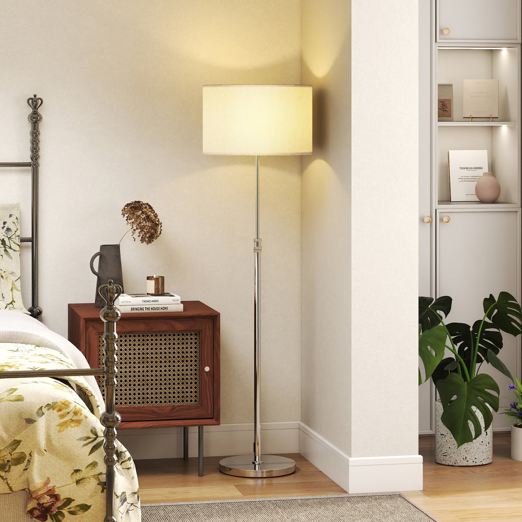 Lampadaire Liseuse Dimmable Abat-Jour Lin — Argent