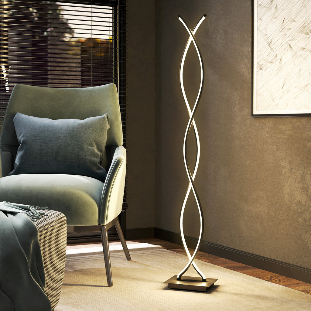 Lampadaire Double Spirale 3 Niveaux — Noir