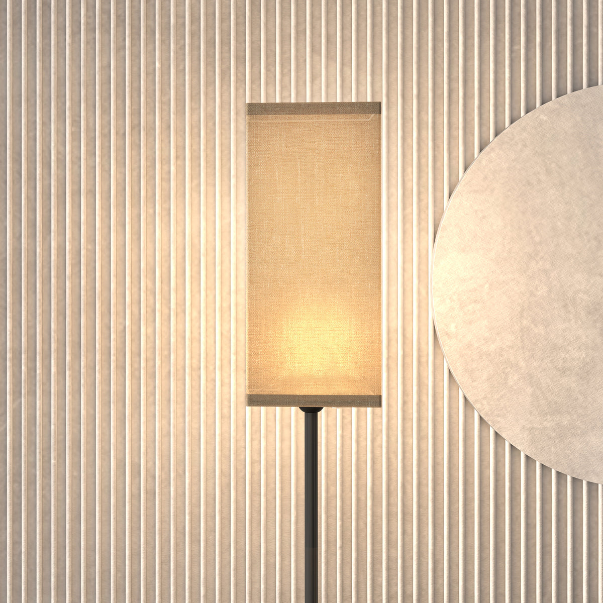 Lampadaire Abat-Jour Effet Lin — Noir
