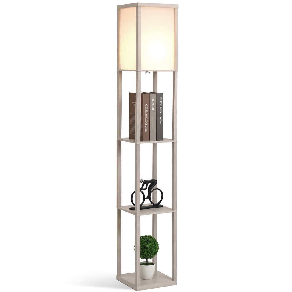 Lampadaire à Étagères 4 Niveaux — Chêne