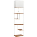 Lampadaire Liseuse à Étagères — Bois Naturel, Dimmable