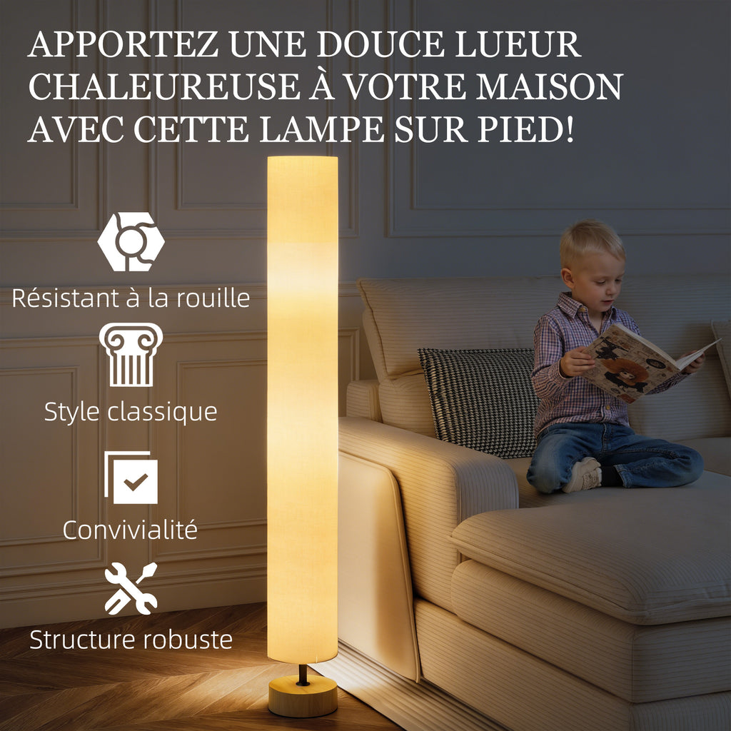Lampadaire Abat-Jour Lin — Beige