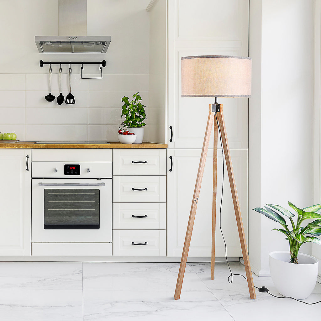 Lampadaire Trépied Scandinave — Bois & Lin