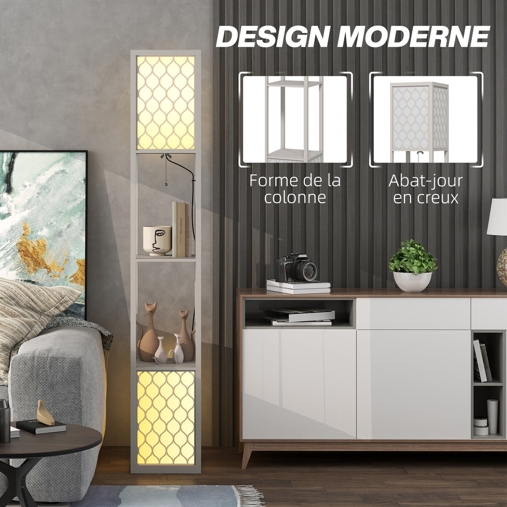 Lampadaire à Étagères Nid d'Abeille — Gris