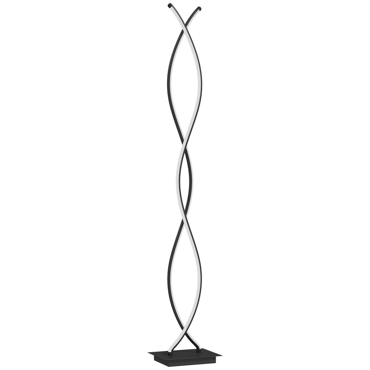 Lampadaire Double Spirale 3 Niveaux — Noir