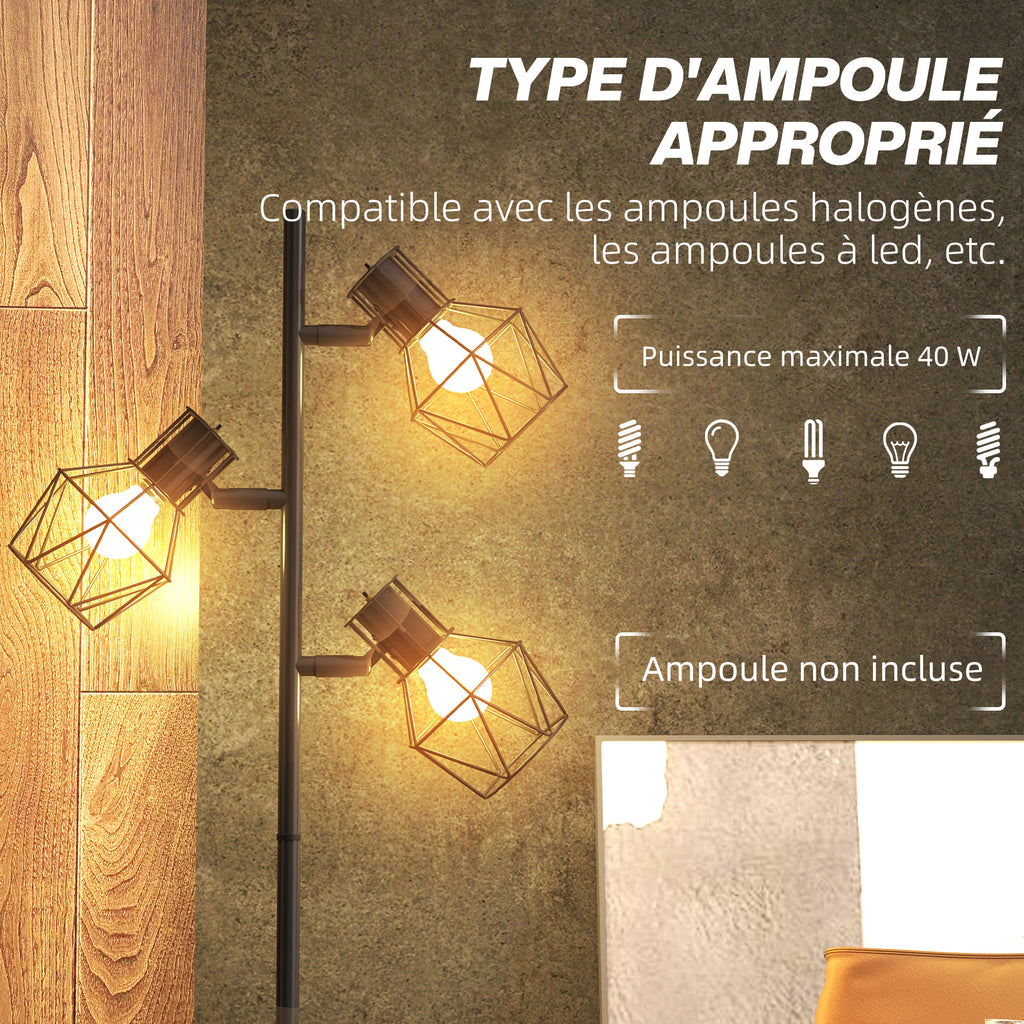 Lampadaire 3 Lumières — Noir