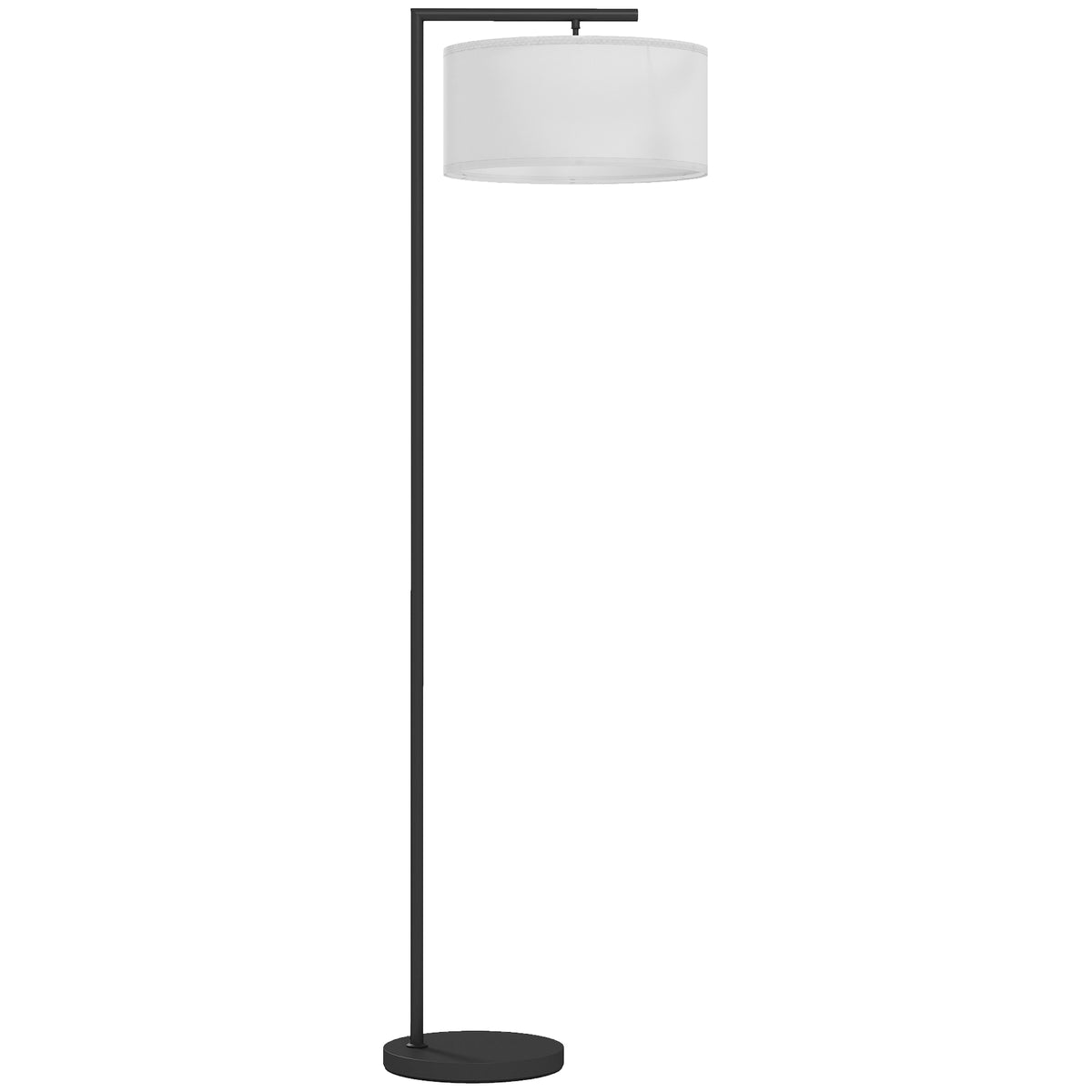Lampadaire Abat-Jour Lin — Noir & Blanc