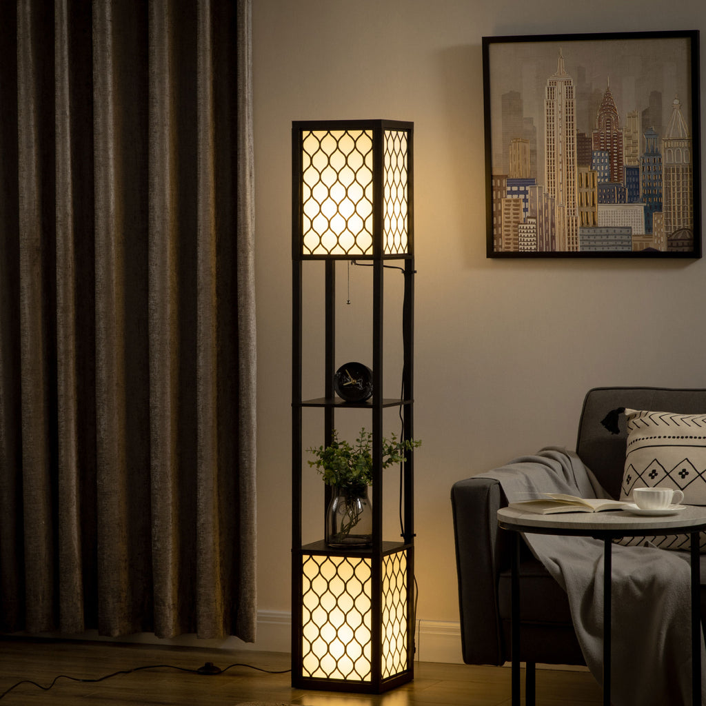 Lampadaire à Étagères Nid d'Abeille — Noir