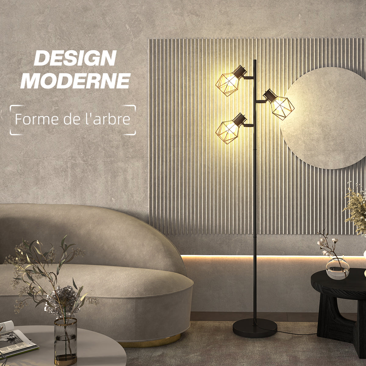 Lampadaire 3 Lumières — Noir