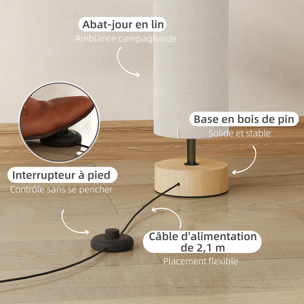 Lampadaire Abat-Jour Lin — Beige