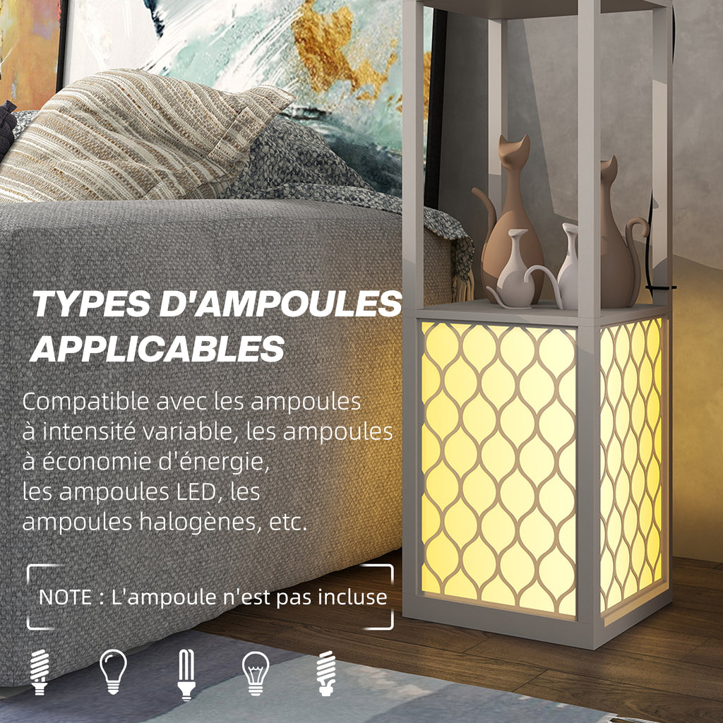 Lampadaire à Étagères Nid d'Abeille — Gris