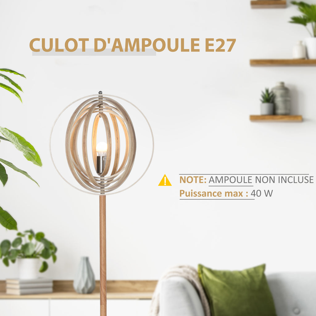 Lampadaire Circulaire — Bois Naturel Clair