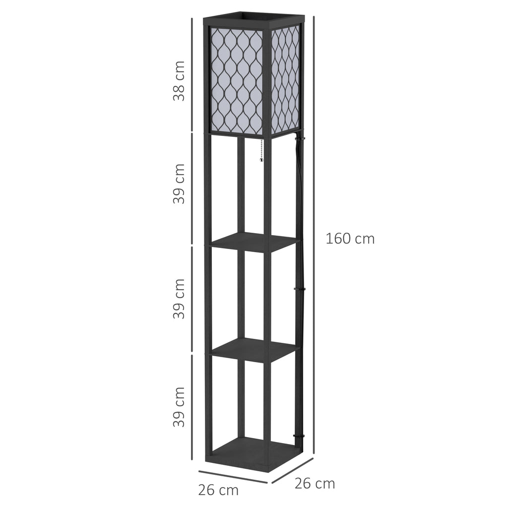 Lampadaire Colonne à Étagères Nid d'Abeille — Noir