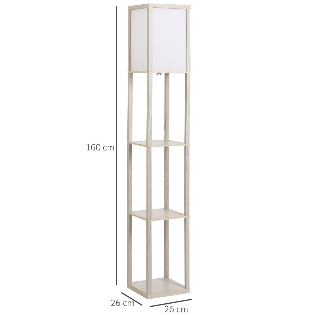 Lampadaire à Étagères 4 Niveaux — Chêne