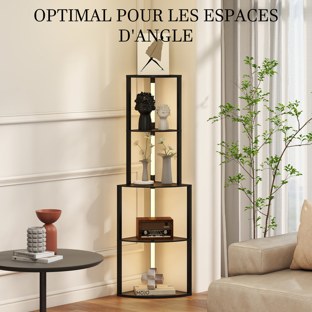 Lampadaire d'Angle à Étagères — Noir