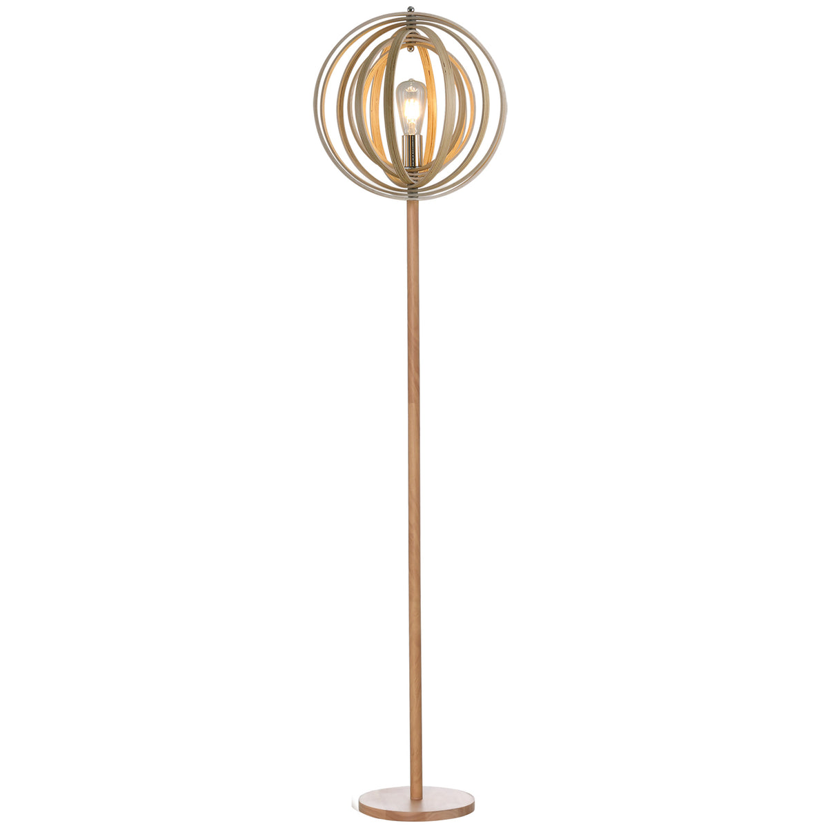 Lampadaire Circulaire — Bois Naturel Clair