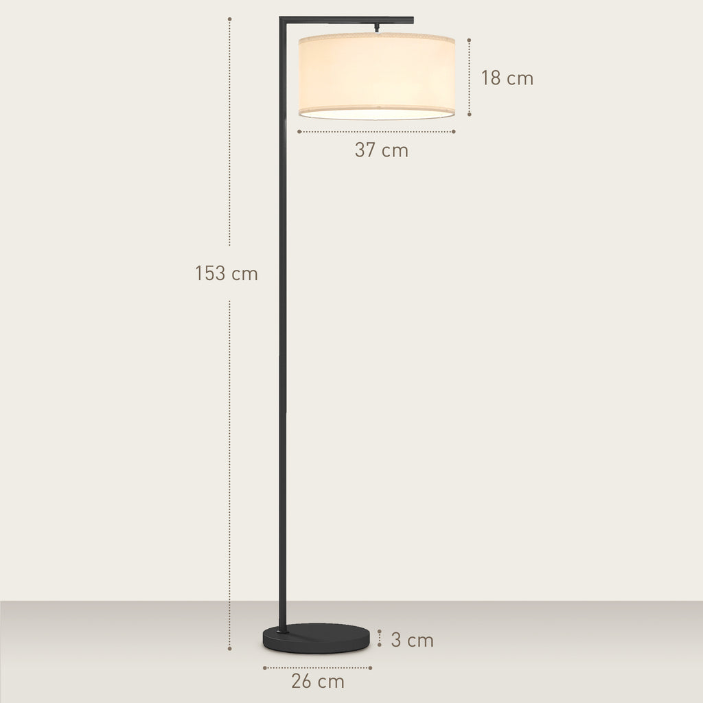 Lampadaire Abat-Jour Lin — Noir & Blanc